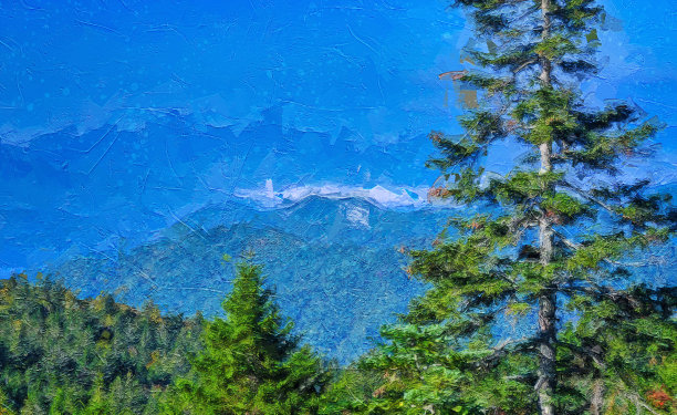 阿巴拉契亚山脉秋季印象派艺术作品沿蓝岭公园路观赏图片下载