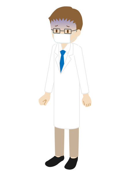 一名戴着口罩的男医生站立的插图(脸色苍白)图片下载