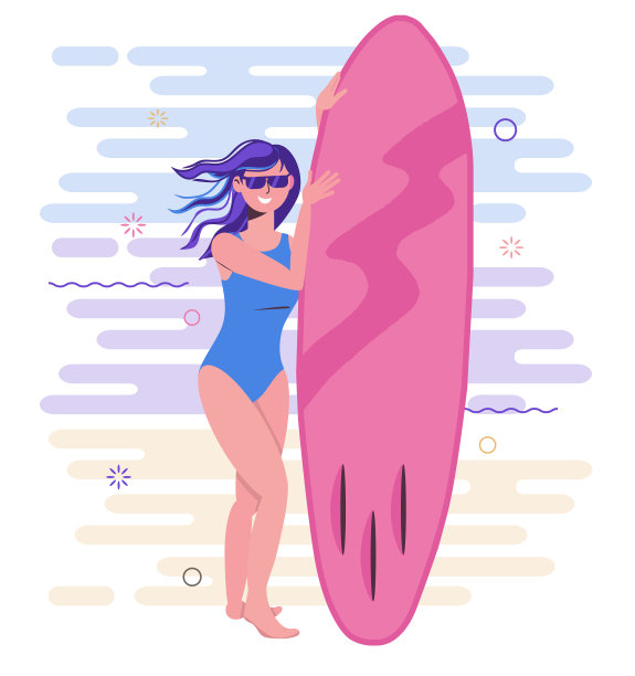 穿着泳衣的女孩冲浪图片下载