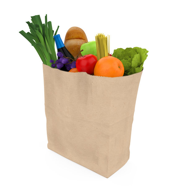 装食品杂货的纸袋图片下载