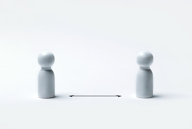 社会距离。保持安全距离，保护自己。不同的概念。图片下载