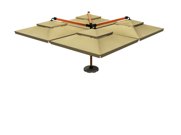 伟大的雨伞餐厅在中央支柱3D渲染在白色背景上没有阴影图片下载