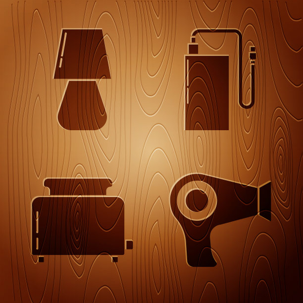 把电吹风、台灯、烤面包机和烤面包片放在一起图片下载