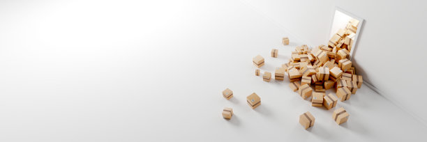 无限纸箱运输箱，物流行业概念，3d渲染插画图片下载