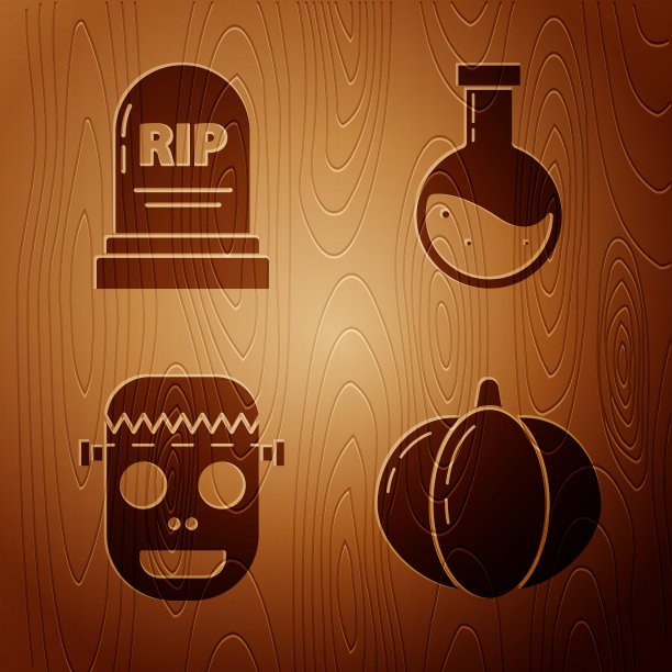 在南瓜墓碑上设置撕裂僵尸面具图片下载