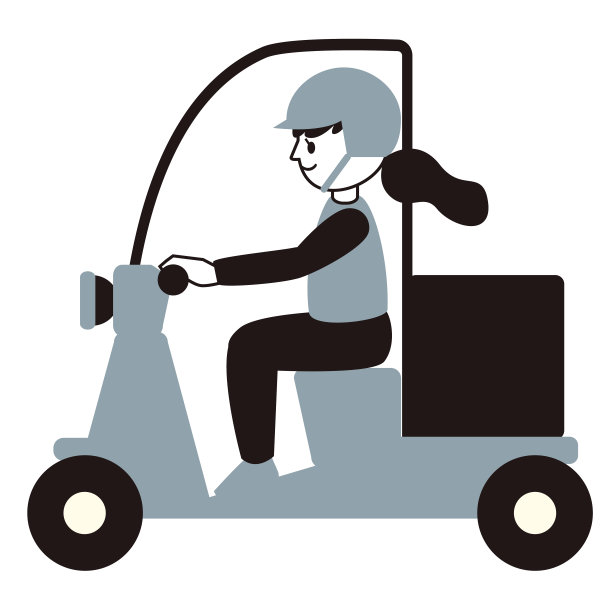 一名女送货员骑在摩托车上的插图图片下载