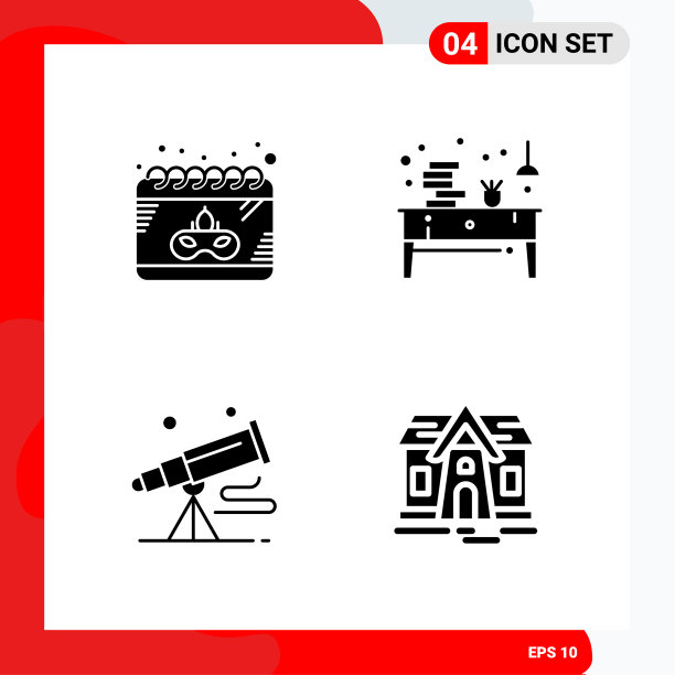 创意集4个通用字形图标孤立图片下载