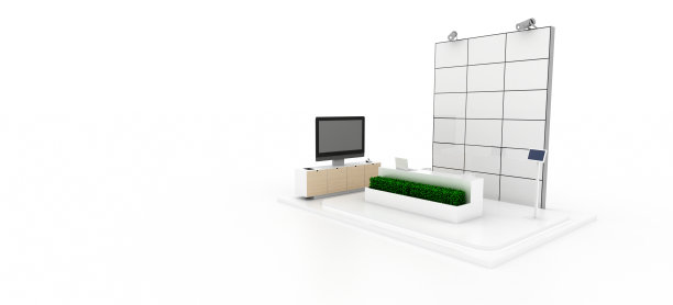 公司展位，白色隔离，有拷贝空间。原来的3 d渲染图片下载