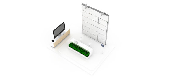 公司展位，白色隔离，有拷贝空间。原来的3 d渲染图片下载