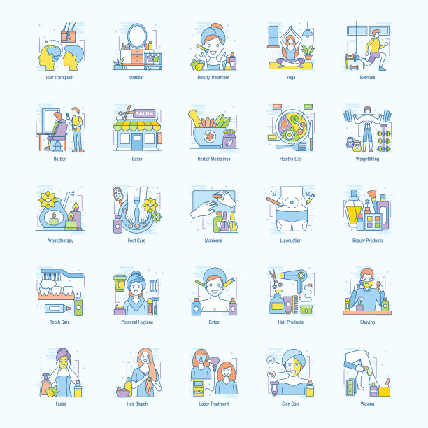 沙龙服务平面图标包图片下载