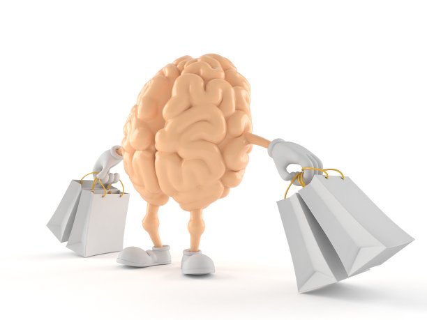 脑字符拿着购物袋图片下载