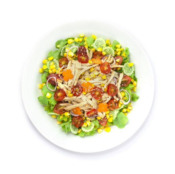 鸡肉沙拉拌菜洒芝麻清蘸酱健康食品和饮食图片下载