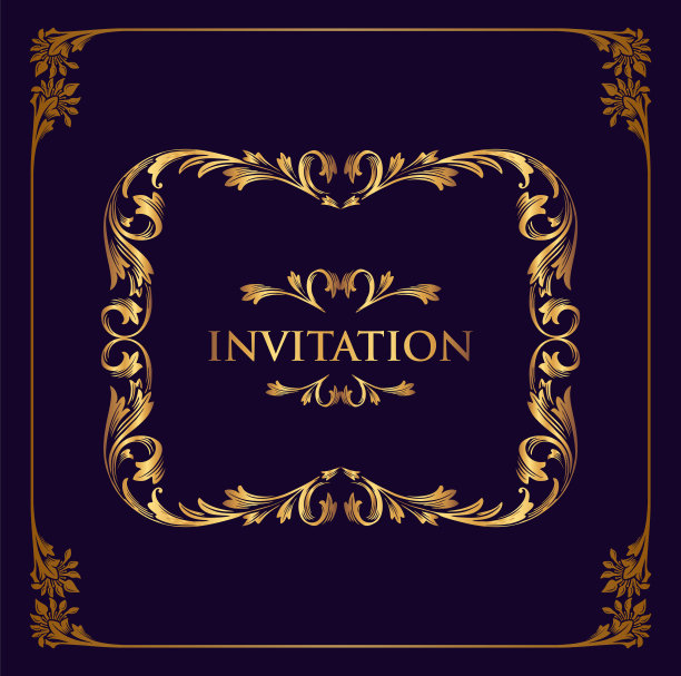 插图最佳邀请矢量金框架为您的卡片和产品图片下载
