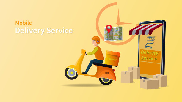 矢量快递智能手机在线购物。图片下载