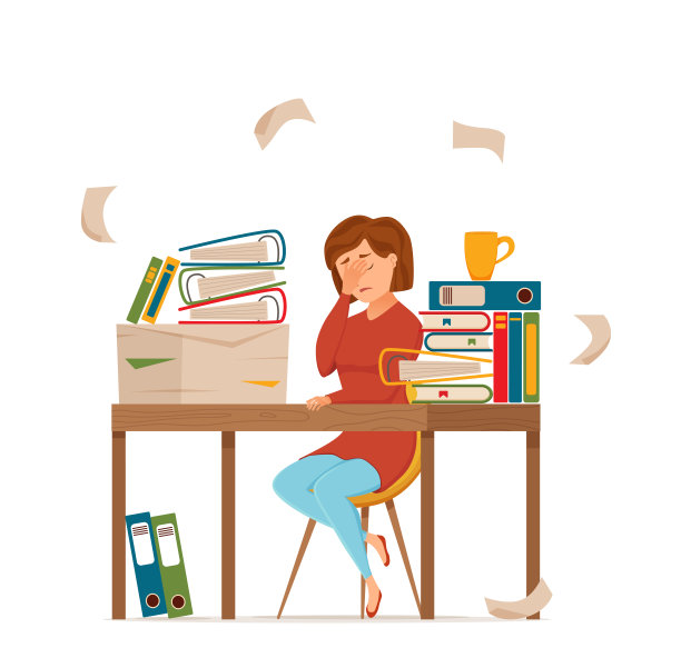 女人忙着累着电脑上五颜六色的矢量概念。卡通平的风格图片下载