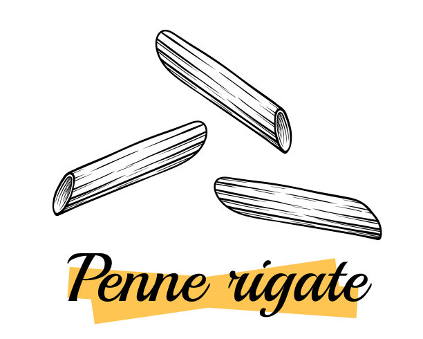 里盖特通心粉，意大利面食，传统菜肴，矢量插图，绘画，雕刻，墨水，线性艺术。适用于包装设计、广告等。图片下载
