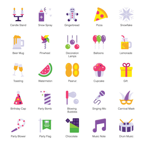 一组平面党图标图片下载