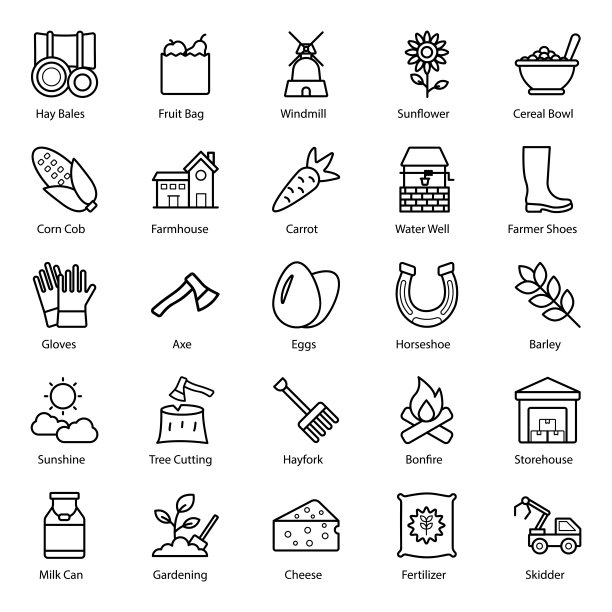 自然和农业线图标包图片下载