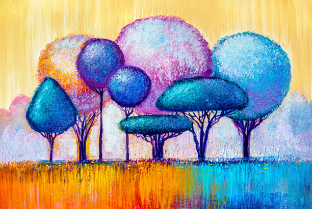 山水画，公园观赏树木图片下载