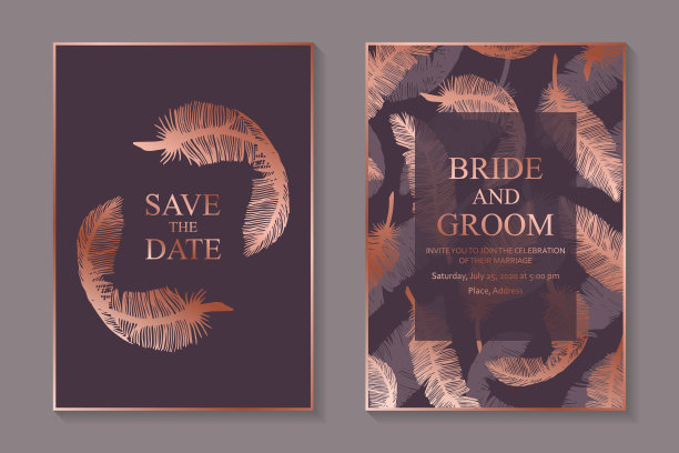 一套现代豪华婚礼邀请设计或名片模板的商务或演示或问候。图片下载