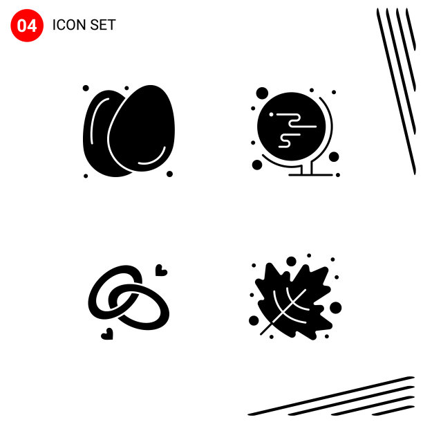 在固体样式像素中收集4个图标图片下载