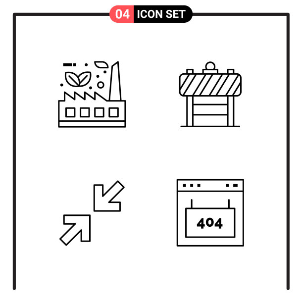为网页和移动设置4个线条样式图标图片下载
