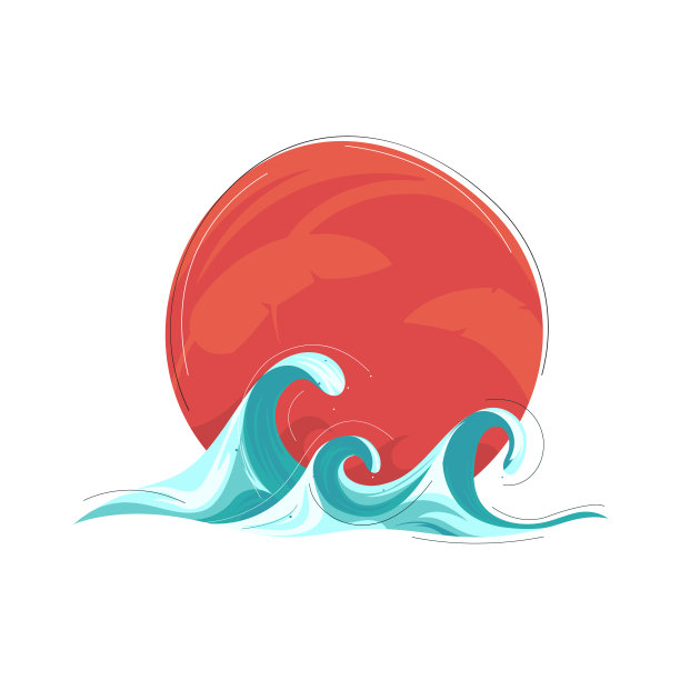 夏季概念，波浪矢量背景图片下载