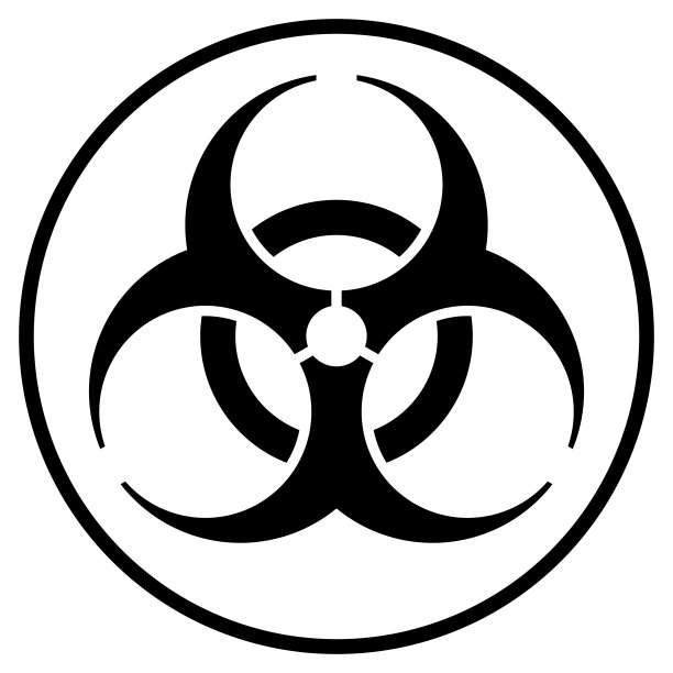 简单的黑白设计剪影生物危害标志内圆轮廓孤立在白色背景图片下载