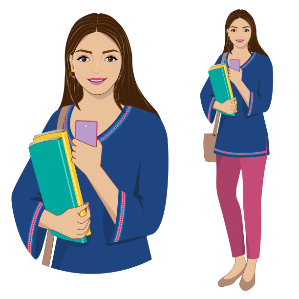 一个拿着手机的年轻女孩图片下载