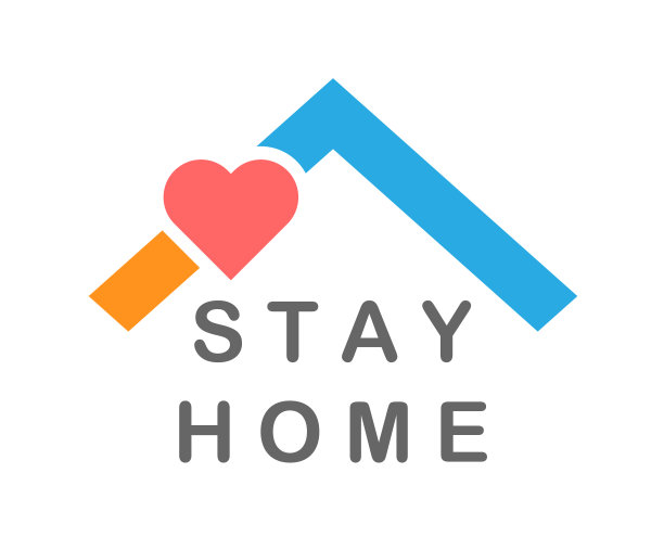 待在家里，在屋顶下发短信。自我隔离符号保护，防止冠状病毒图片下载