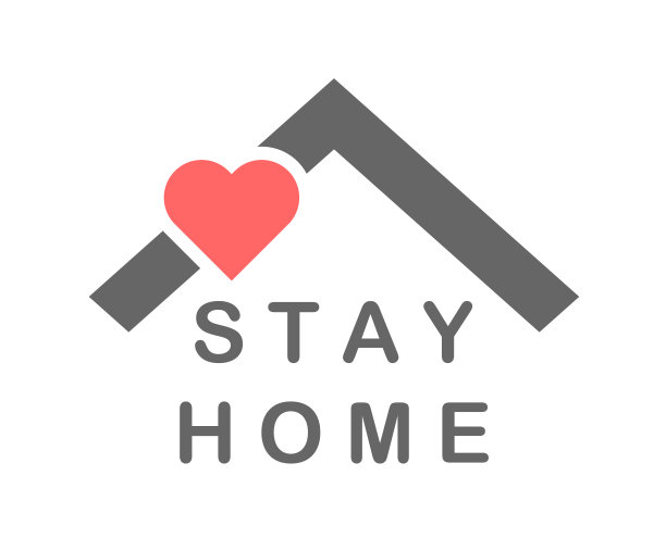 待在家里，在屋顶下发短信。自我隔离符号保护，防止冠状病毒图片下载