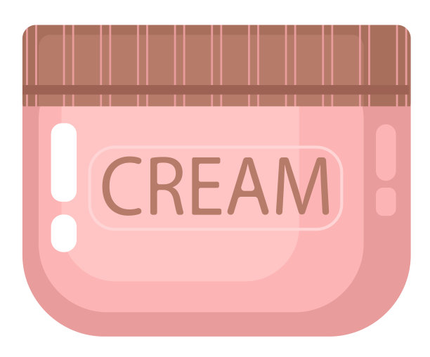 平面插图粉色瓶面霜和手，图标图片下载