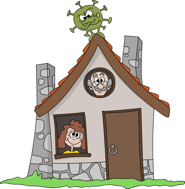 卡通人呆在家里从安全的冠状病毒载体插图图片下载