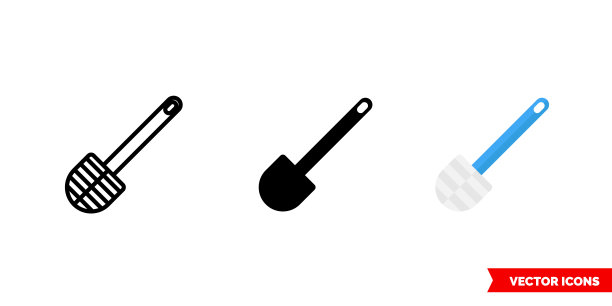 马桶刷3种类型的图标。孤立向量符号符号图片下载