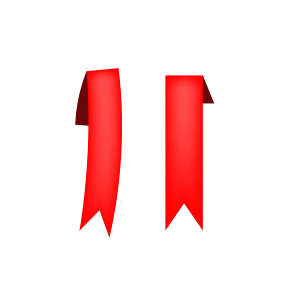 白色背景上的两条红色节日彩带图片下载