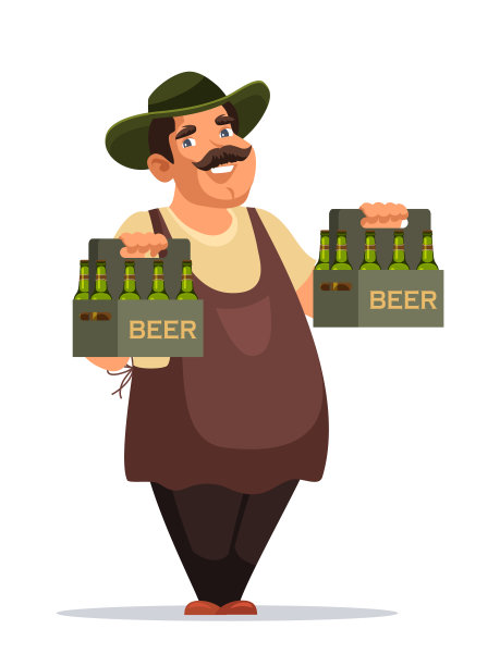 快乐酿酒平面矢量插图图片下载