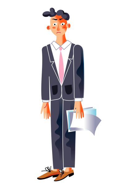 悲伤的办公室职员被孤立在白色的背景下图片下载