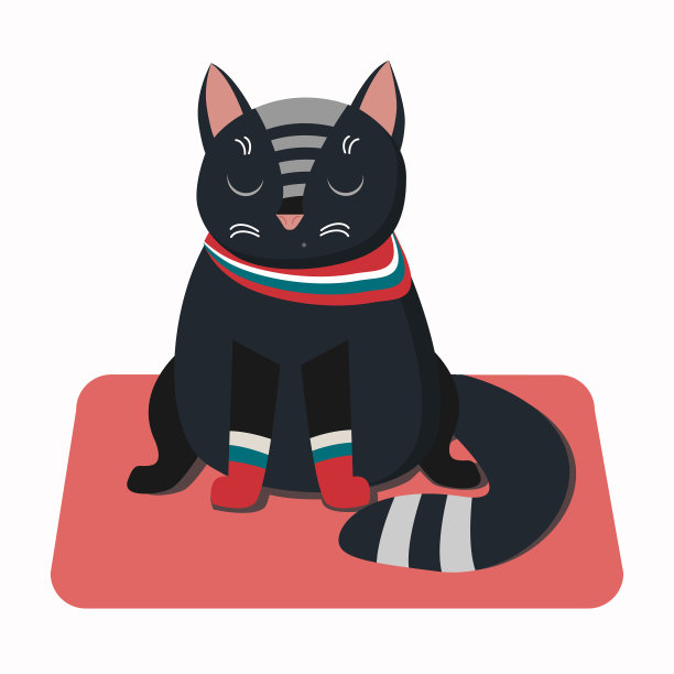 可爱的小猫坐在地毯上图片下载