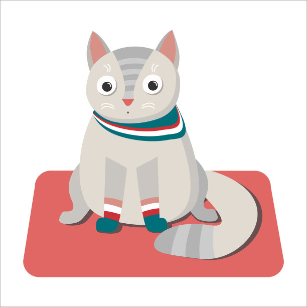 可爱的小猫坐在地毯上图片下载