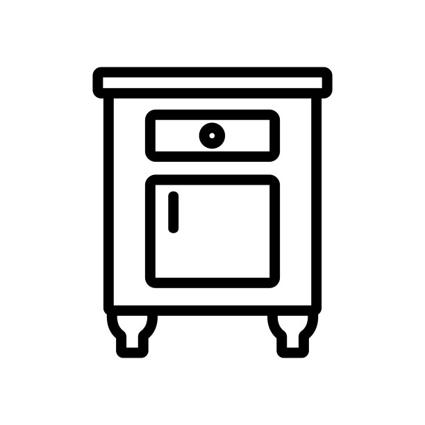 床头柜公寓家具图标矢量轮廓插图图片下载