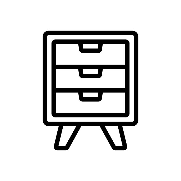 典雅风格的床头柜家具图标矢量轮廓插图图片下载