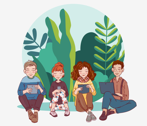 使用数码设备的年轻人。沟通，社交媒体和连接向量的概念图片下载
