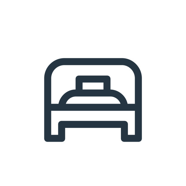 单床矢量图标。单床可编辑的笔触。单床线性符号，用于网页和移动应用程序，标志，印刷媒体。细线说明。矢量孤立轮廓绘制。图片下载