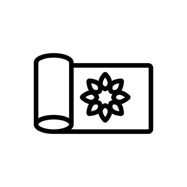 瑜伽垫与花图标矢量轮廓插图图片下载