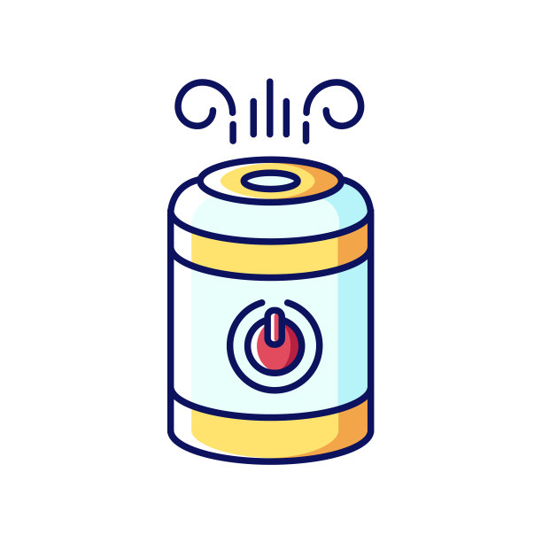 空气净化器、蒸汽加湿器蓝、黄、红RGB颜色图标。家用电器、离子发生器、汽化器、空气净化器、医疗保健家用设备。孤立的矢量图图片下载