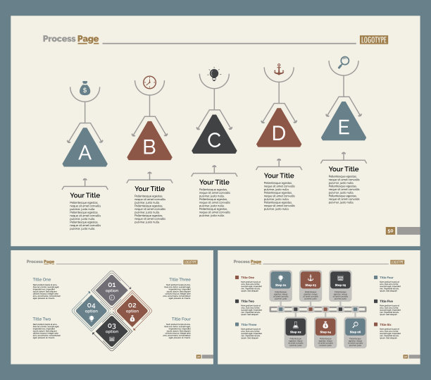 三个业务幻灯片模板集图片下载