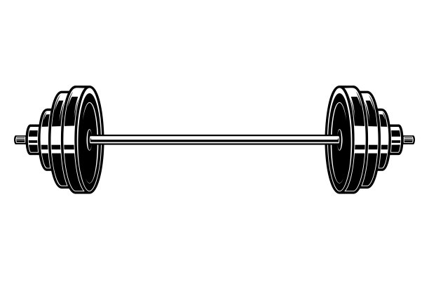 插图沉重的运动杠铃在雕刻风格。设计元素的标签，徽章，标志，徽章。矢量图图片下载