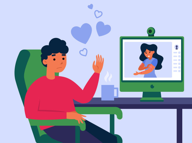 情侣通过视频电话在线约会图片下载