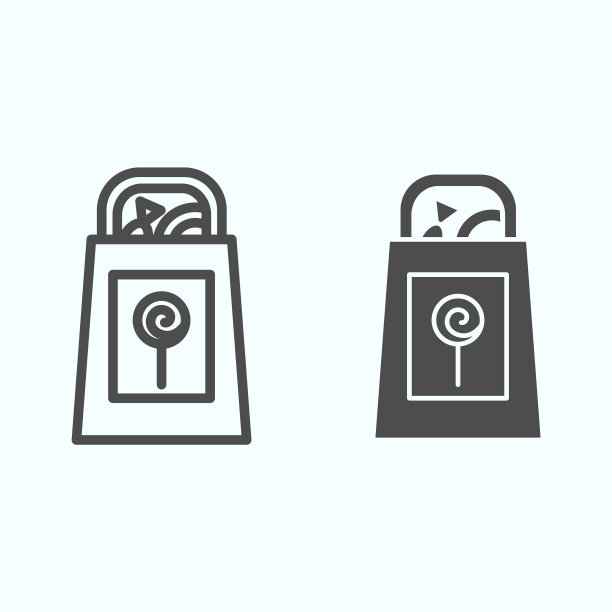 糖果袋线糖果和固体图标包装满图片下载