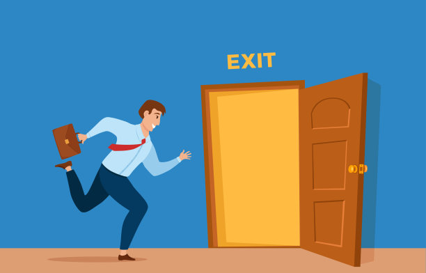 跑步商人与公文包在手里一个彩色卡通平面风格矢量插图图片下载